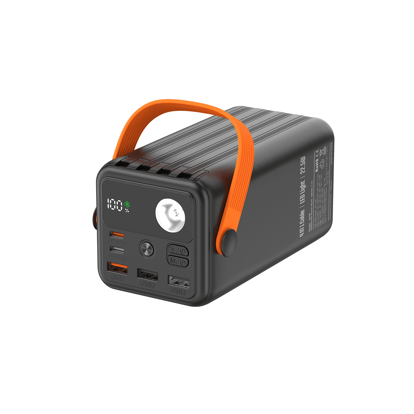 FOOMEE AF50 5-PORT 4-IN-1 BUILT-IN CABLE POWER BANK
